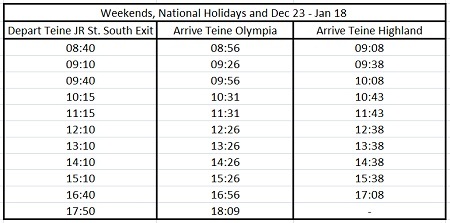 hokkaido skiing teine bus schedule 3